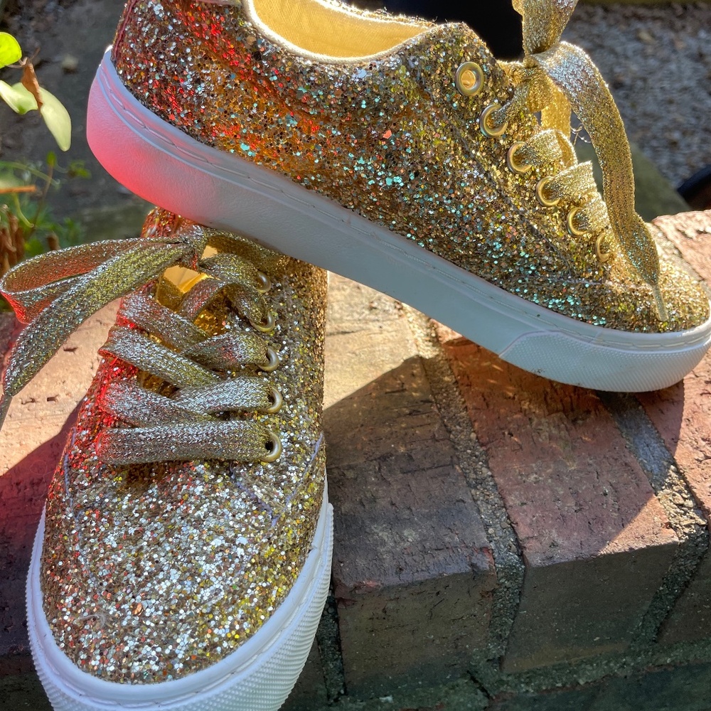 Gold sequin sneakers
